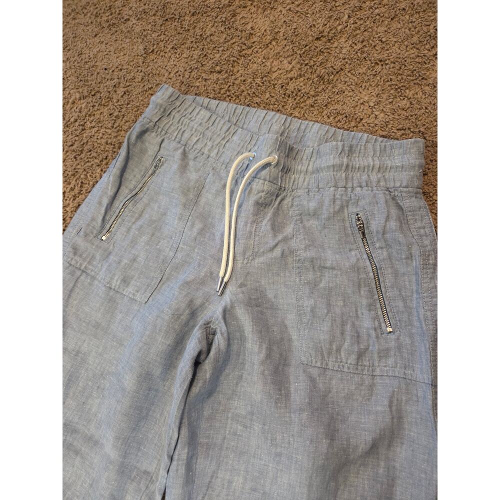 athleta cabo linen wide leg pant blue lightweight 100% linen relaxed 8 - Picture 2 of 8